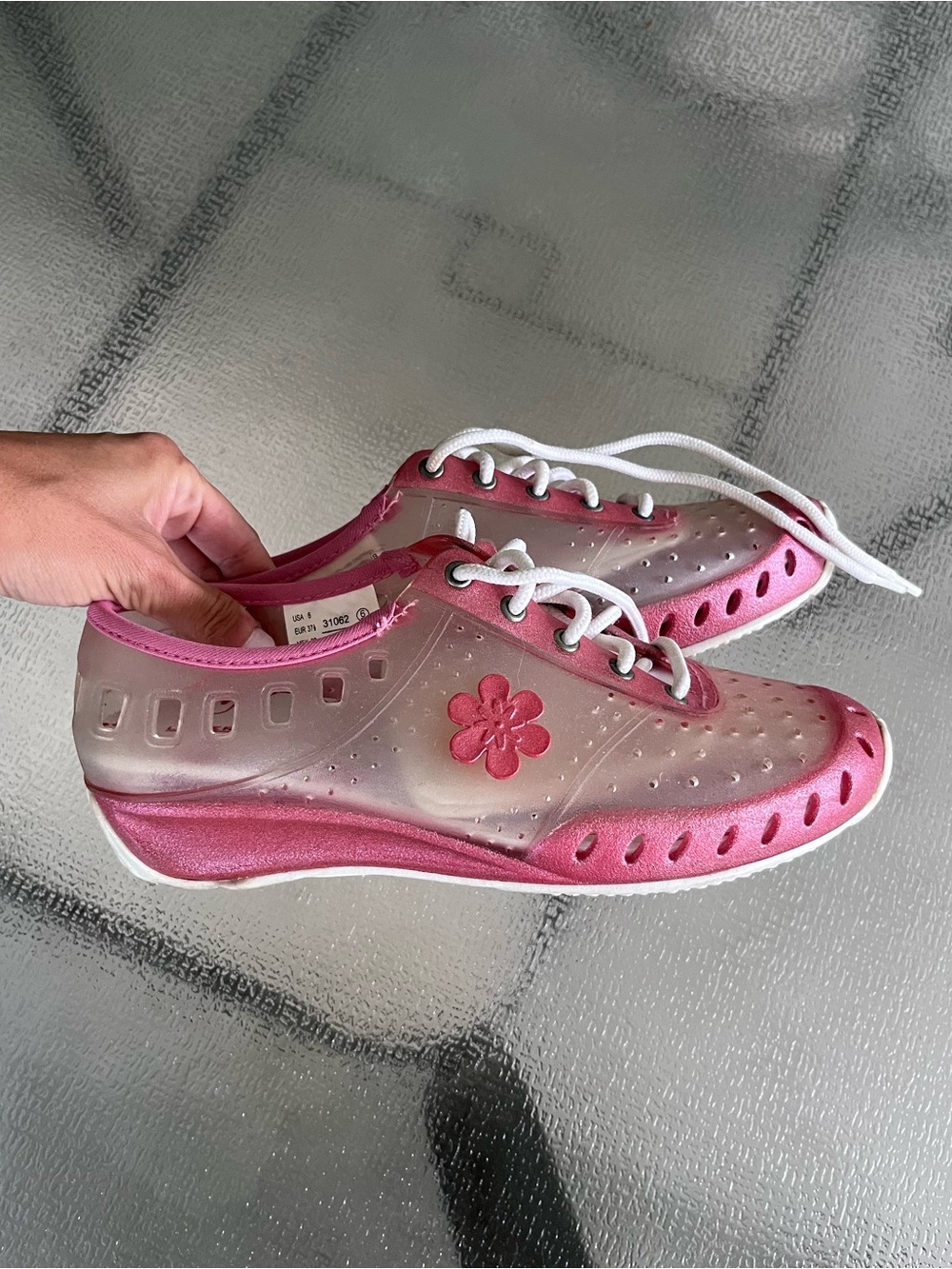 Lower East Side Pink Transparent Sneakers 6 Y2K Vintage 2000s
